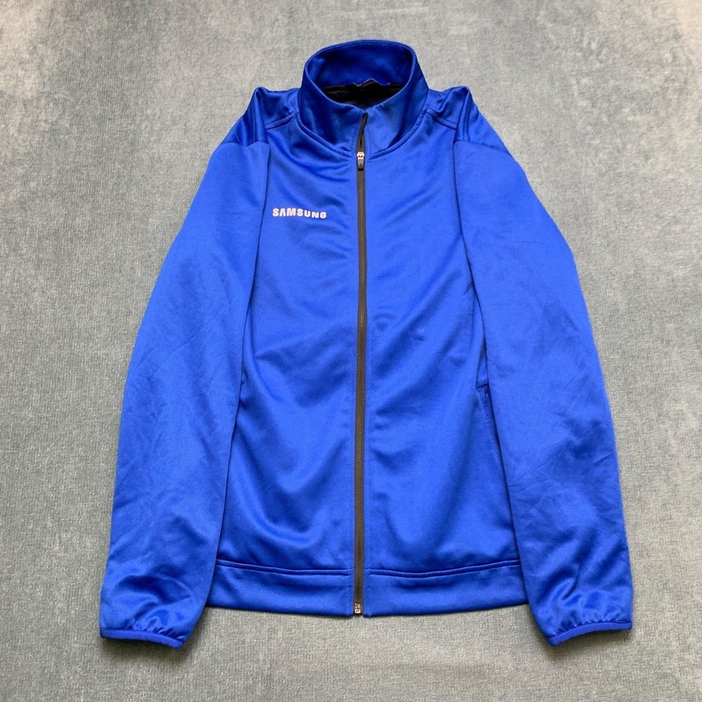 Samsung Track Jacket Mens L Royal Blue Full Zip Athletic Tech Wear Performance